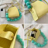 Women's Mini Square Shoulder Bag Beaded Chain Purse