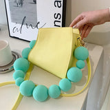 Women's Mini Square Shoulder Bag Beaded Chain Purse