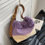 Pu Shoulder Crossbody Bag Canvas Handbag Large Capacity Tote Bag