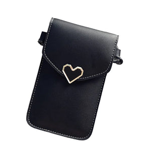 Women's Touch Screen Cell Phone Purse Shoulder Bag Heart Hasp Crossbody Bag
