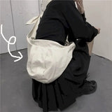 Bag Lady Canvas Bag Student Art Retro Dumpling Bag Shoulder Messenger