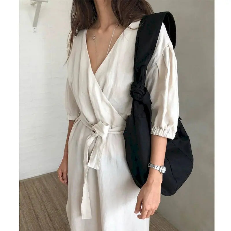 Bag Lady Canvas Bag Student Art Retro Dumpling Bag Shoulder Messenger