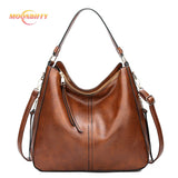 Vintage Leather Shoulder Bag Women Purses Large Capacity Tote