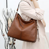 Vintage Leather Shoulder Bag Women Purses Large Capacity Tote