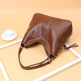 Vintage Leather Shoulder Bag Women Purses Large Capacity Tote