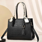 Large Capacity Women's Handbag with Silk Scarf - Shoulder Messenger Bag