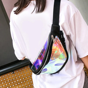 Colorful PVC Waist Bag Canvas Messenger Bag Small Leather Travel Bags for Women