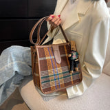 Retro Plaid Shoulder Bag Woolen Crossbody Handheld Underarm Women's Bag