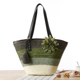 Boho Straw Bag Set Beach Vacation Woven Bag Single Shoulder