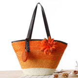 Boho Straw Bag Set Beach Vacation Woven Bag Single Shoulder