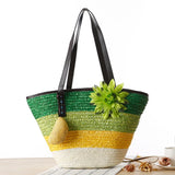 Boho Straw Bag Set Beach Vacation Woven Bag Single Shoulder