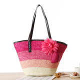 Boho Straw Bag Set Beach Vacation Woven Bag Single Shoulder