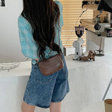Vintage Ins Red Saddle Bag Mini Cross Bag Women's Fashionable Bag