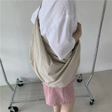 Nylon Crossbody Tote Bag for Women Wide Shoulder Belt Casual Dumplings Bag