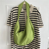 Nylon Crossbody Tote Bag for Women Wide Shoulder Belt Casual Dumplings Bag