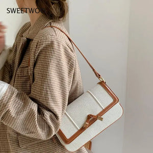 Kelp Knot Armpit Bag Single Shoulder Bag Women's Contrast Small Square Bag