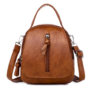 Soft Leather Multi-compartment Shoulder Messenger Bag Women