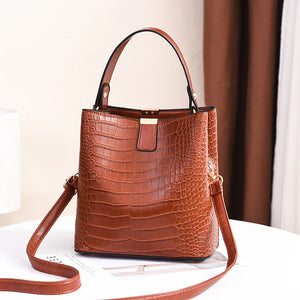 Stone Pattern Bucket Bag Women Shoulder Messenger Crossbody Bag