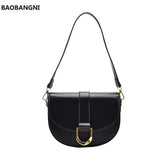 Women's Half Round Saddle Bag PU Leather Small Round Bag