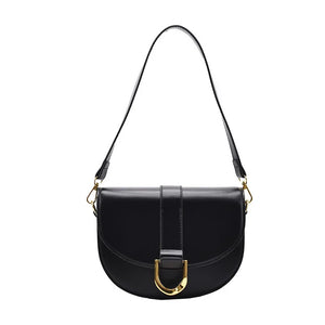 Women's Half Round Saddle Bag PU Leather Small Round Bag