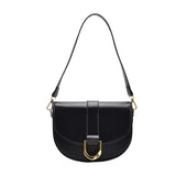 Women's Half Round Saddle Bag PU Leather Small Round Bag