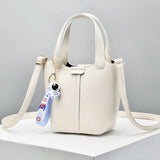 High-end Lychee Pattern Bucket Bag Women