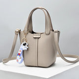 High-end Lychee Pattern Bucket Bag Women