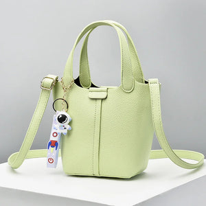 High-end Lychee Pattern Bucket Bag Women