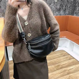 Women's Leather Chest Bag Large-Capacity Shoulder Messenger Saddle Bag