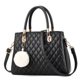 Women's Diamond Quilted Shoulder Bag PU Leather Handbag