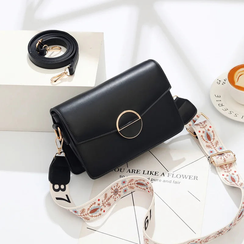 Women's Autumn Small Square Bag Wide Shoulder Strap Mini Bag