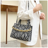 Women's Snake Print Hand-held Messenger Bag Set