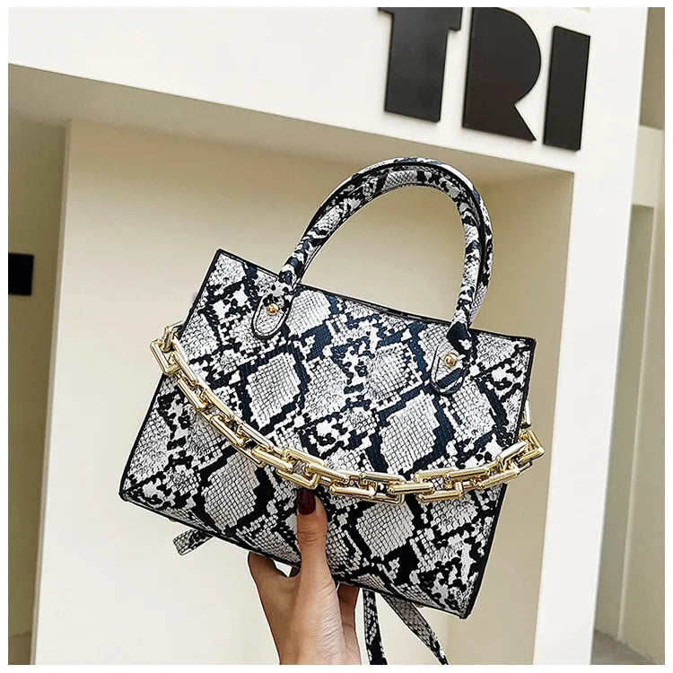 Women's Snake Print Hand-held Messenger Bag Set