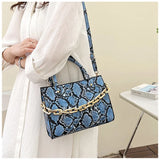 Women's Snake Print Hand-held Messenger Bag Set
