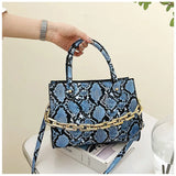 Women's Snake Print Hand-held Messenger Bag Set
