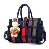Spring Woven Handbag Middle-Aged Women's Bag with Bear Pendant