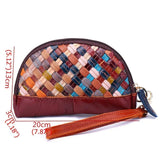 Sheepskin Cross Pattern Handbag, Zipper Woven Bag