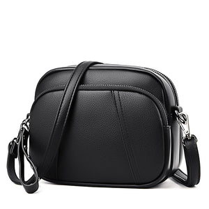 Women's Rivet Mobile Phone Shoulder Bag Soft Leather Zipper Square Bag