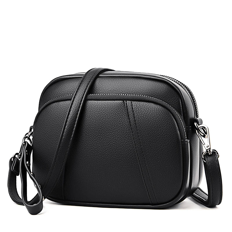 Women's Rivet Mobile Phone Shoulder Bag Soft Leather Zipper Square Bag