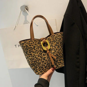 Leopard Print Shoulder Bag Autumn Bucket Bag