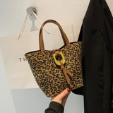 Leopard Print Shoulder Bag Autumn Bucket Bag
