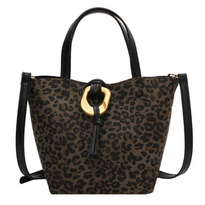 Leopard Print Shoulder Bag Autumn Bucket Bag
