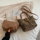 Leopard Print Shoulder Bag Autumn Bucket Bag