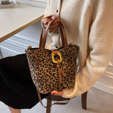 Leopard Print Shoulder Bag Autumn Bucket Bag