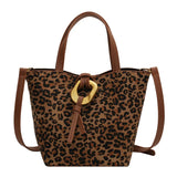 Leopard Print Shoulder Bag Autumn Bucket Bag