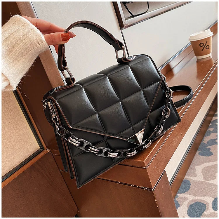 Women's Kelly Handbag Chain Messenger Bag Solid Shoulder Backpack