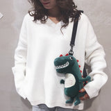 Cute Dinosaur Plush One-Shoulder Messenger Bag for Girls