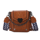 Women's Crossbody Bag Texture Wide Strap Small Square Bag