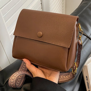 Women Messenger Crossbody Bag Soft PU Handbag Large Capacity Wide Shoulder Strap