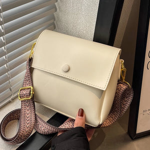 Women Messenger Crossbody Bag Soft PU Handbag Large Capacity Wide Shoulder Strap